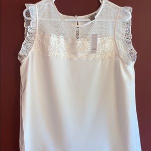 Loft Women’s short sleeve white top Medium